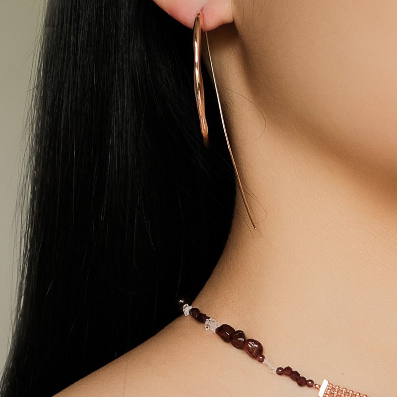 Space Ice - Magenta Mist - 暴风简约耳环-厚镀玫瑰金 - 耳环/耳夹 - 纯银 粉红色