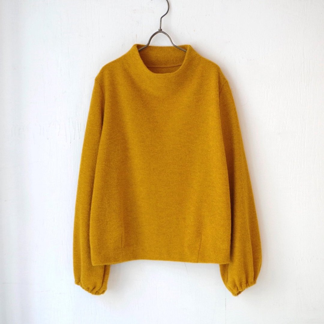 Mini Boukre Build Neck Puff Sleeve Pullover - mustard yellow - 女装上衣 - 其他材质 橘色