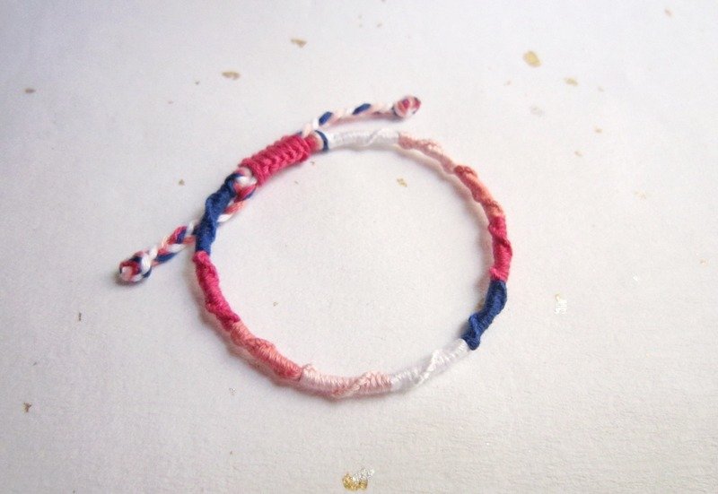 段落 分段旋转幸运绳编织手环 (可选色) - 手链/手环 - 棉．麻 红色