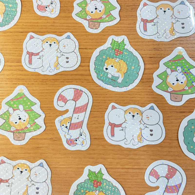 圣诞节的闪闪防水大贴纸 - 贴纸 - 纸 绿色