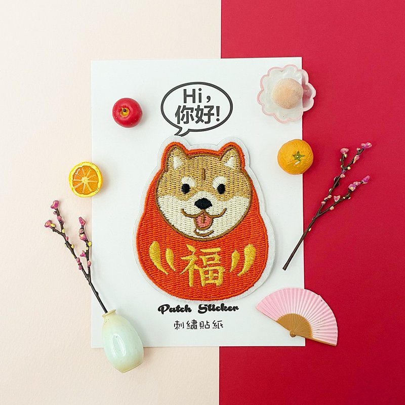 刺绣贴纸- 福神柴 - 贴纸 - 绣线 红色