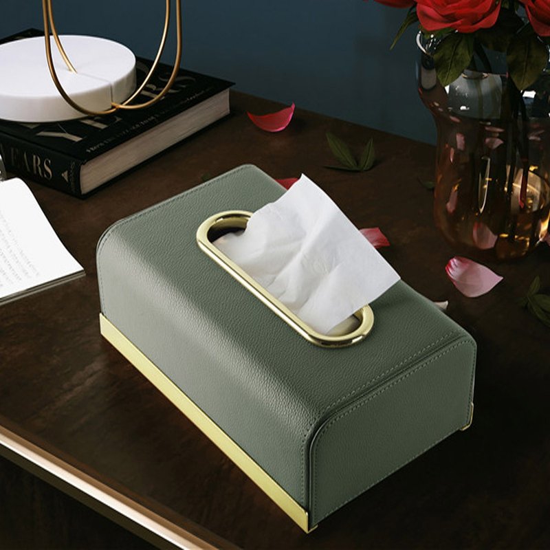bencross本心本来-皮革长形餐巾纸盒 -橄榄绿 - 收纳用品 - 其他金属 