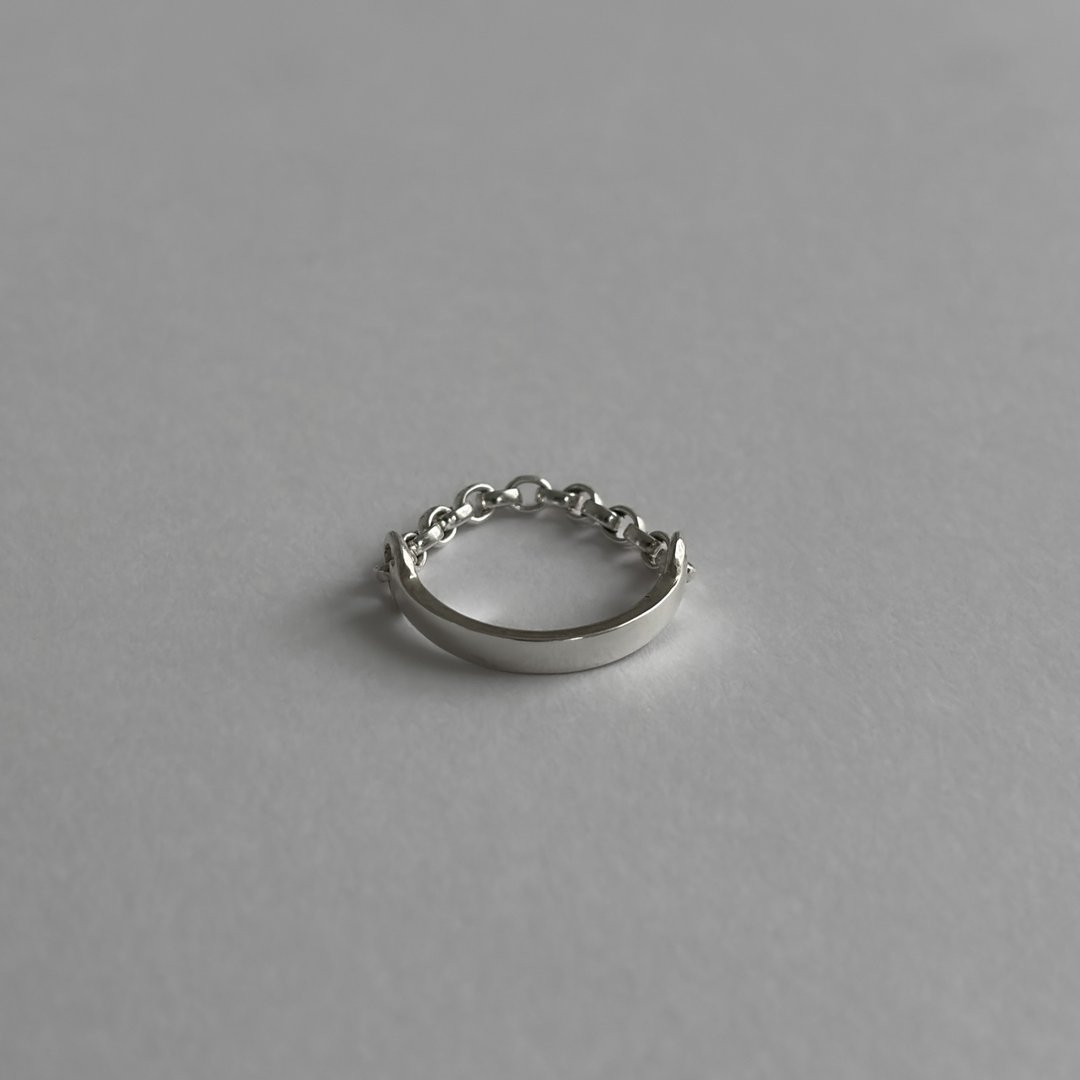 戒指 925纯银 chain ring01 - 戒指 - 其他金属 
