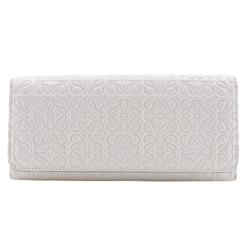 【日本直送】罗威 LOEWE Repeat Anagram 长夹 皮革 白色 中性【二手】 - 皮夹/钱包 - 真皮 白色