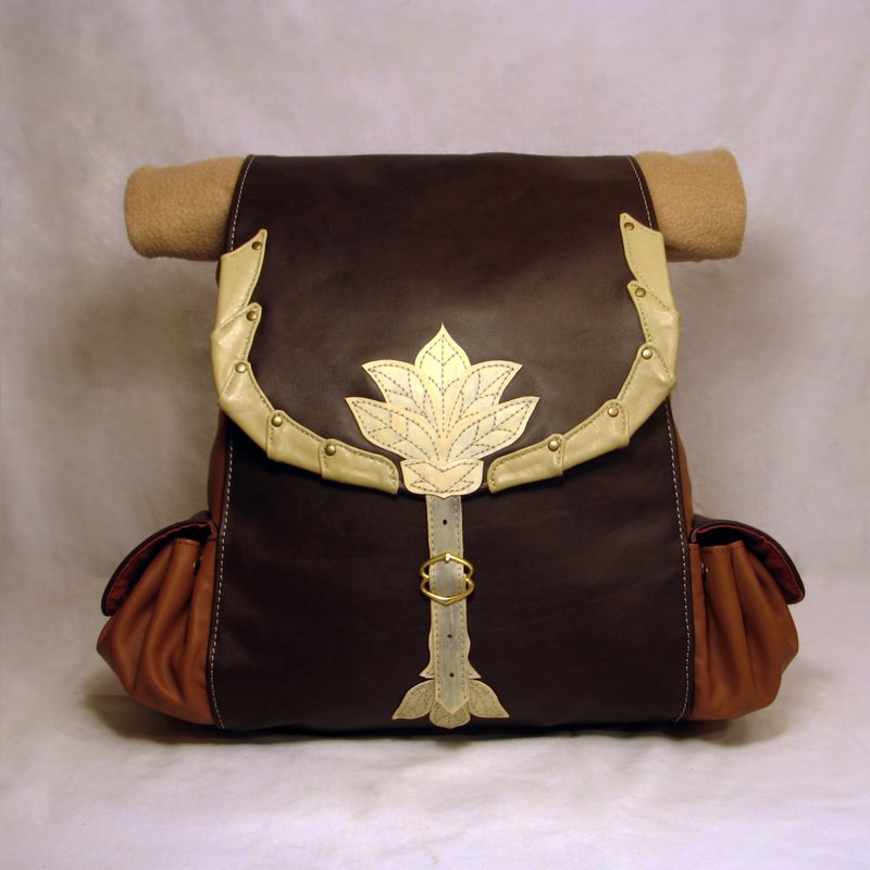 Leather Hobbit's Backpack (inspired Bilbo Baggins) / LARP equipment / LOTR - 后背包/双肩包 - 真皮 咖啡色