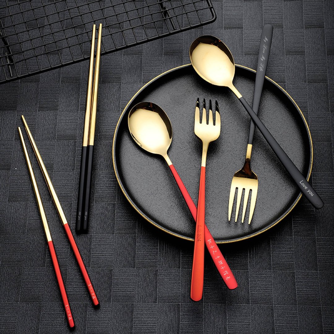 【刻字餐具】不锈钢餐具组 环保餐具 定制化餐具 水晶造型 - 其他 - 不锈钢 