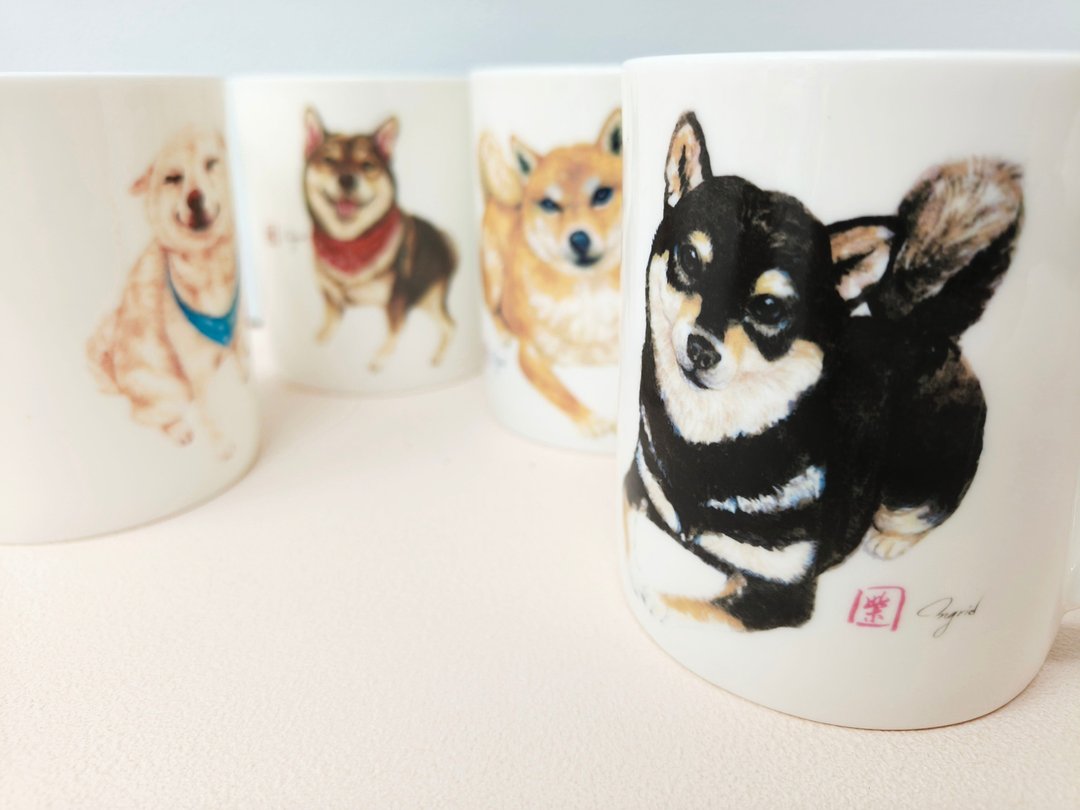 定制化合作插画艺术家-英格蓝猫  柴犬骨瓷杯  送礼 生日礼物 - 其他杯子 - 瓷 多色