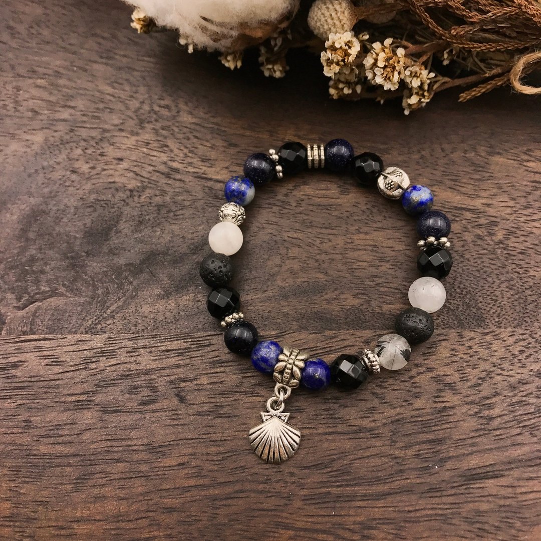 海之歌 | 青金石 蓝沙石 天然石手链 - 手链/手环 - 宝石 蓝色