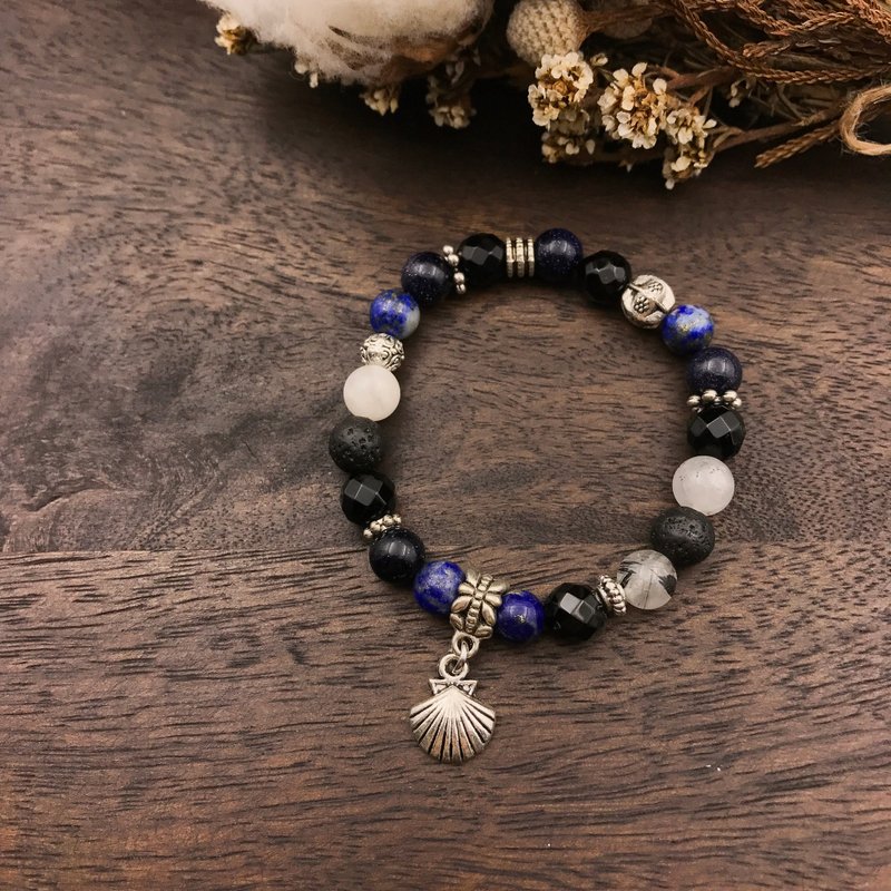 海之歌 | 青金石 蓝沙石 天然石手链 - 手链/手环 - 宝石 蓝色