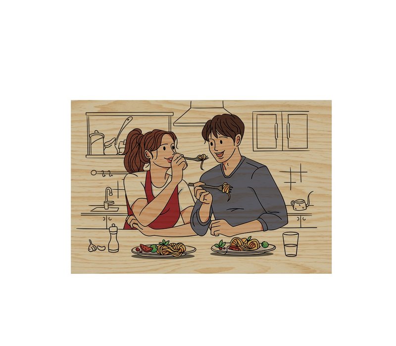 疗愈系情侣无框木板画 - 摆饰 - 木头 