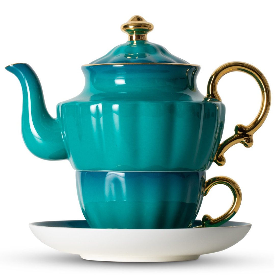 T2 Ombre Opulence 阿拉丁神灯系列 _ 单人杯套组(孔雀绿) - 茶具/茶杯 - 瓷 