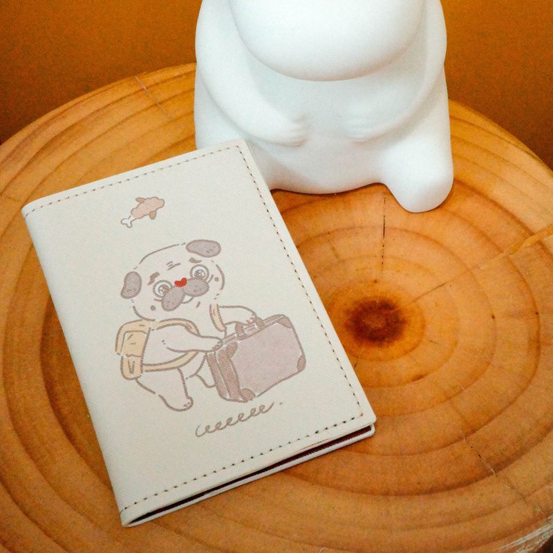 【护照套】皮革护照套 x 手绘巴哥波子 - 护照夹/护照套 - 人造皮革 