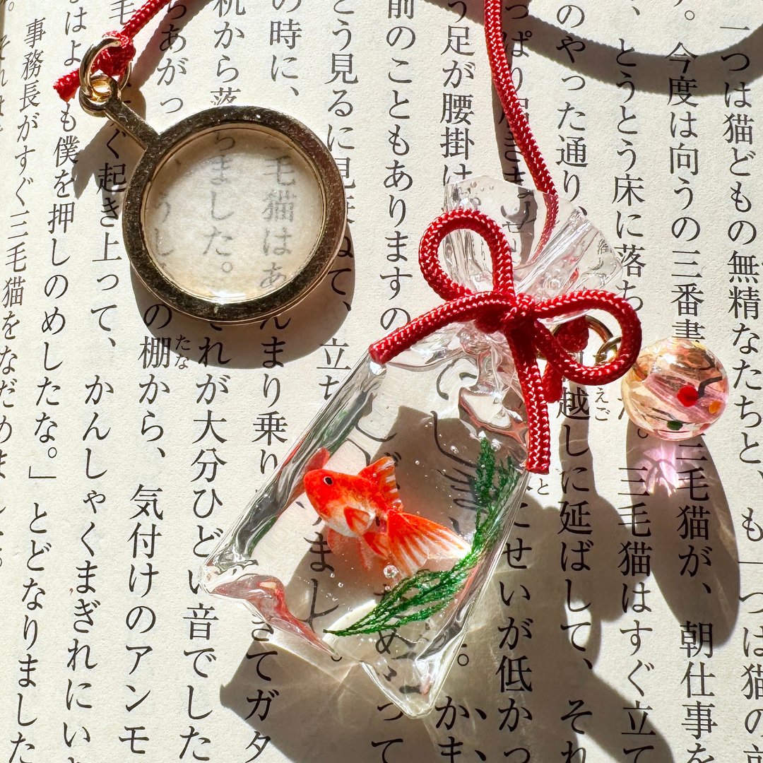 接单制作　捞金鱼　书签　小的　红白 - 书签 - 树脂 