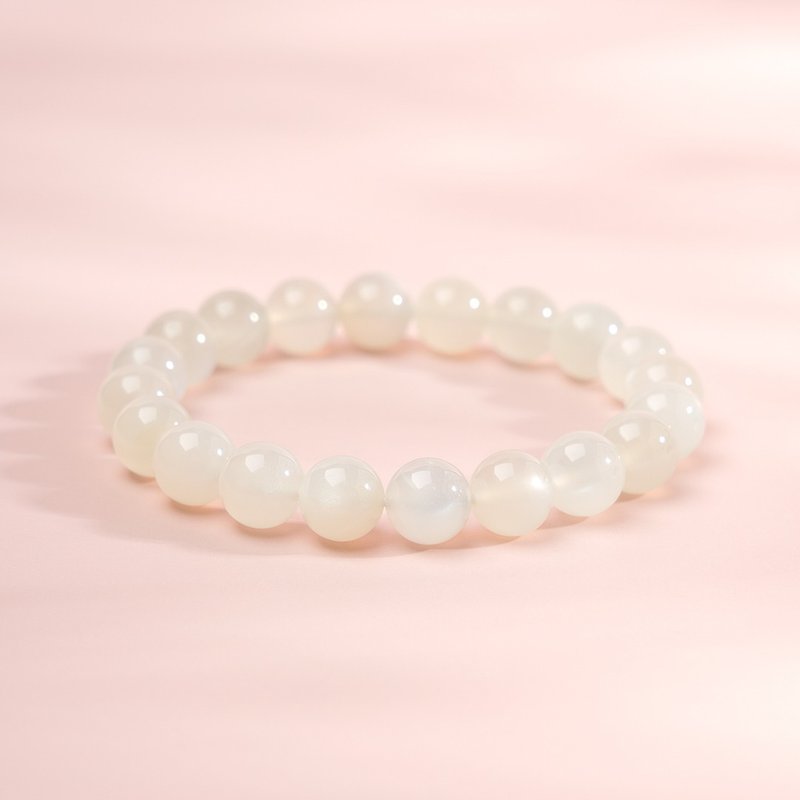 猫眼白月光石天然 水晶手链 | 月亮石 | 爱情人缘 - 手链/手环 - 水晶 白色