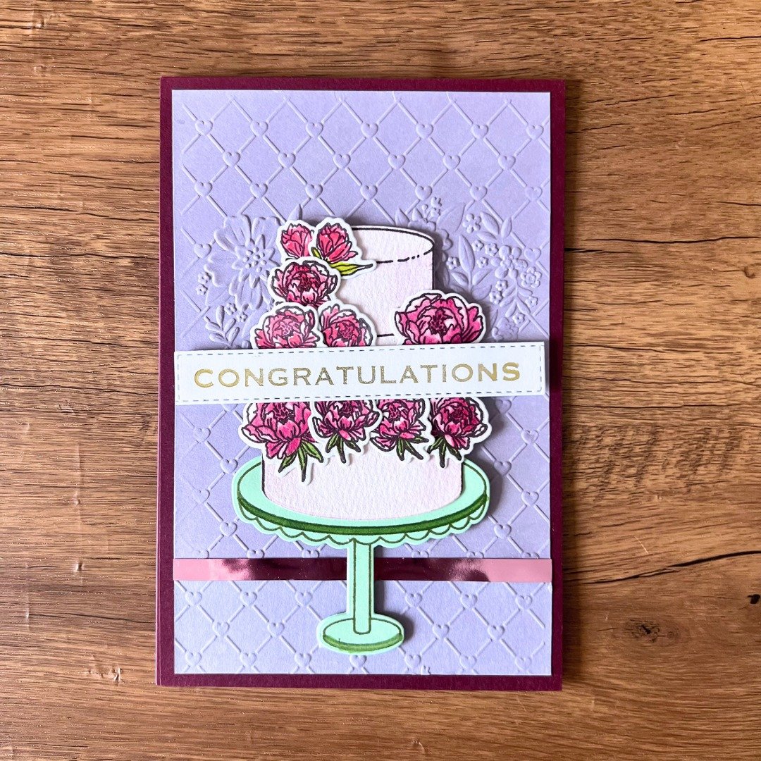 CONGRATULATIONS 蛋糕 石楠色 庆祝 派对 贺卡 结婚卡 生日卡 - 卡片/明信片 - 纸 紫色