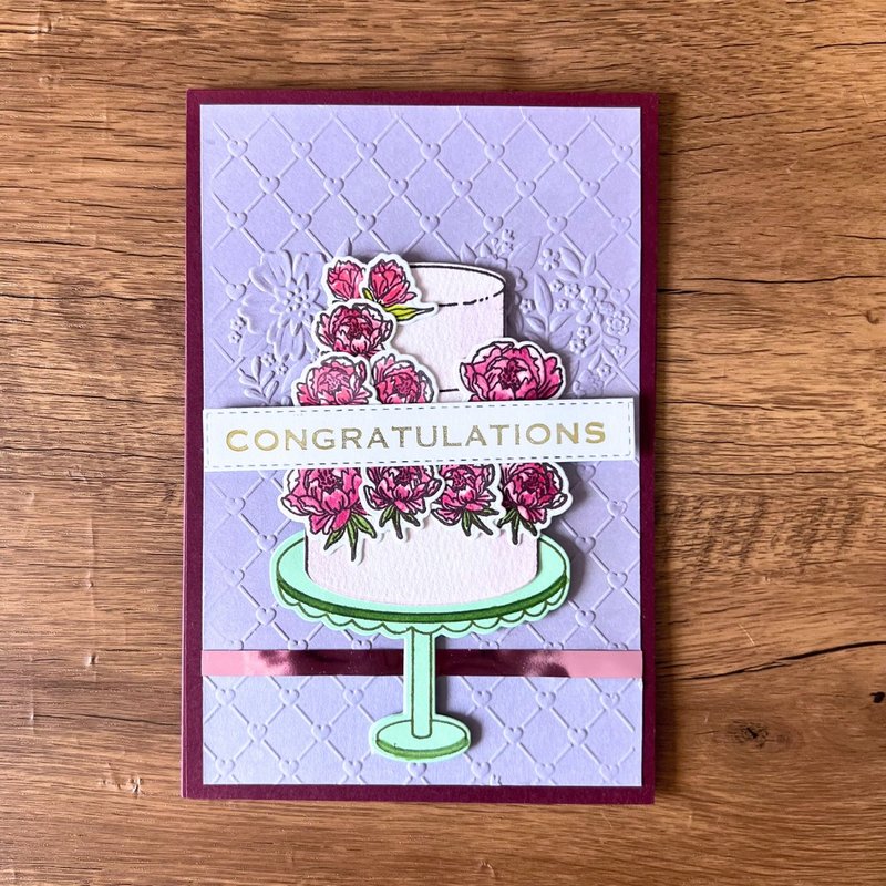 CONGRATULATIONS 蛋糕 石楠色 庆祝 派对 贺卡 结婚卡 生日卡 - 卡片/明信片 - 纸 紫色