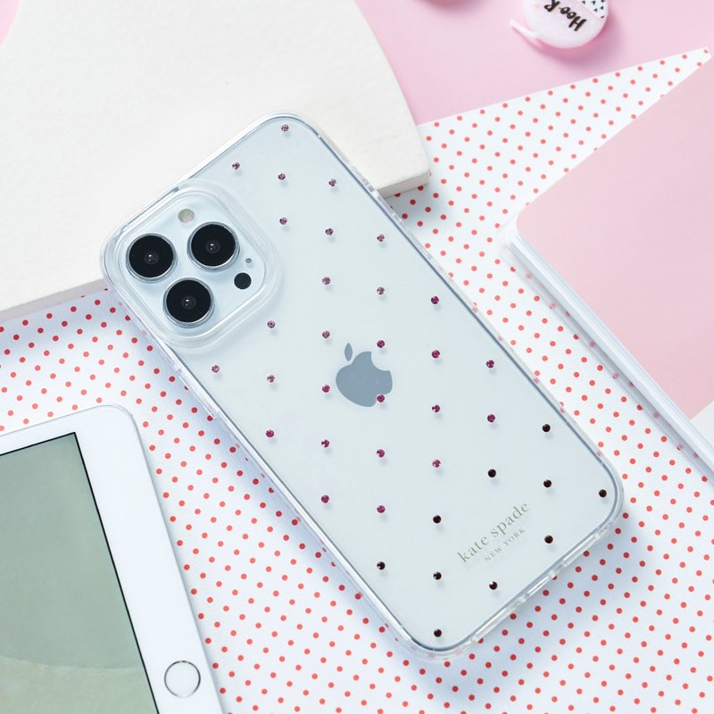 【kate spade】iPhone 13 系列 / 16e 精品手机壳 粉钻 - 手机壳/手机套 - 塑料 白色