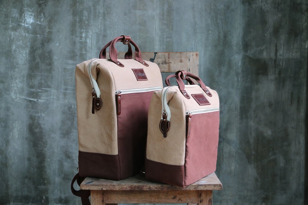 BAG PACK : BAG BREAD : MALT BROWN - 后背包/双肩包 - 棉．麻 咖啡色