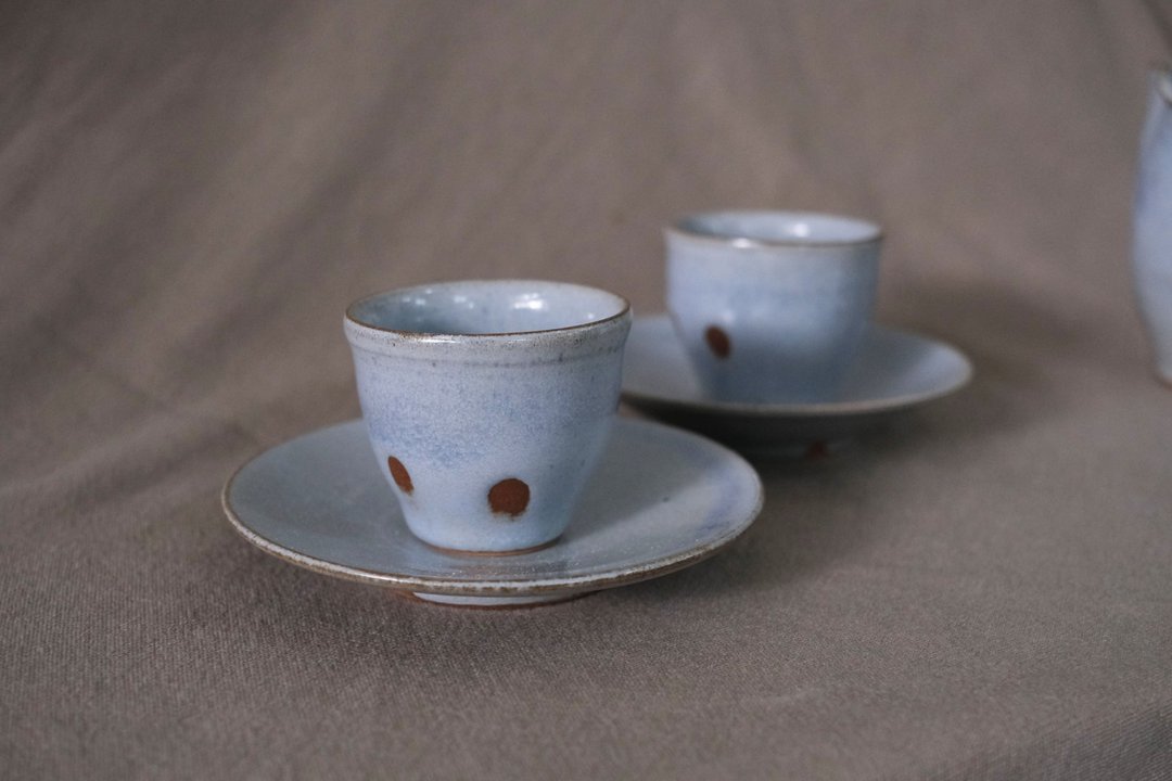 淡蓝- 茶杯盘组 - 茶具/茶杯 - 陶 