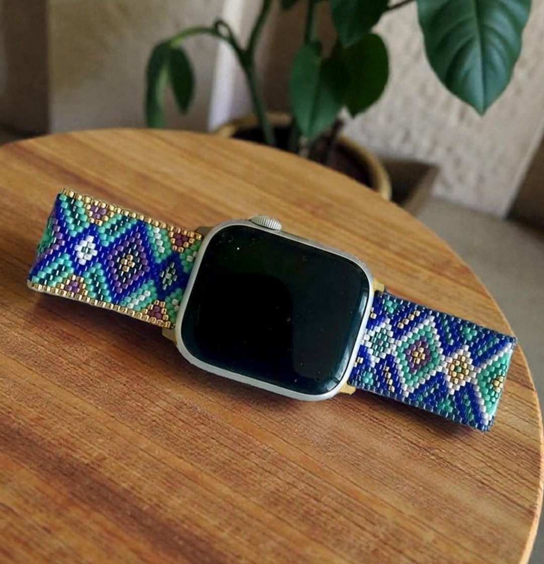 日本制造 Miyuki Delica 珠 Apple Watch 定制化表带 | 手工制作 可个人化订制 - 表带 - 玻璃 多色