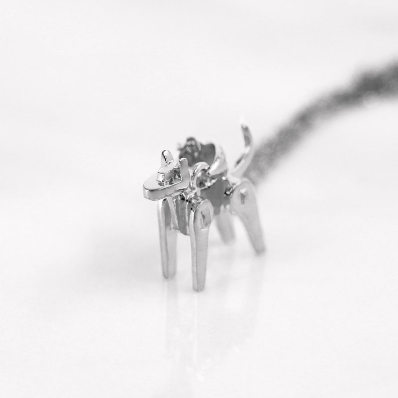 Da Things 925 纯银肖狗吊咀连颈链 - 项链 - 纯银 银色