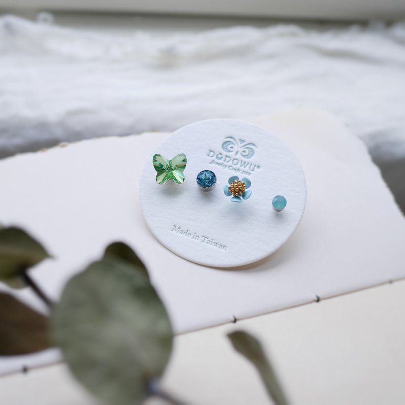 │晶钻系列│顶级医疗钢抗过敏晶钻单只组合一 - 耳环/耳夹 - 不锈钢 多色