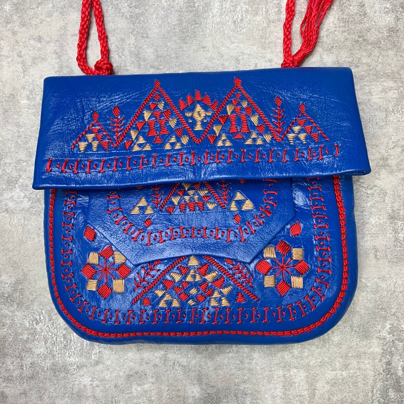 Gnawa 图腾刺绣包 撒哈拉的满天星斗 - 侧背包/斜挎包 - 真皮 蓝色