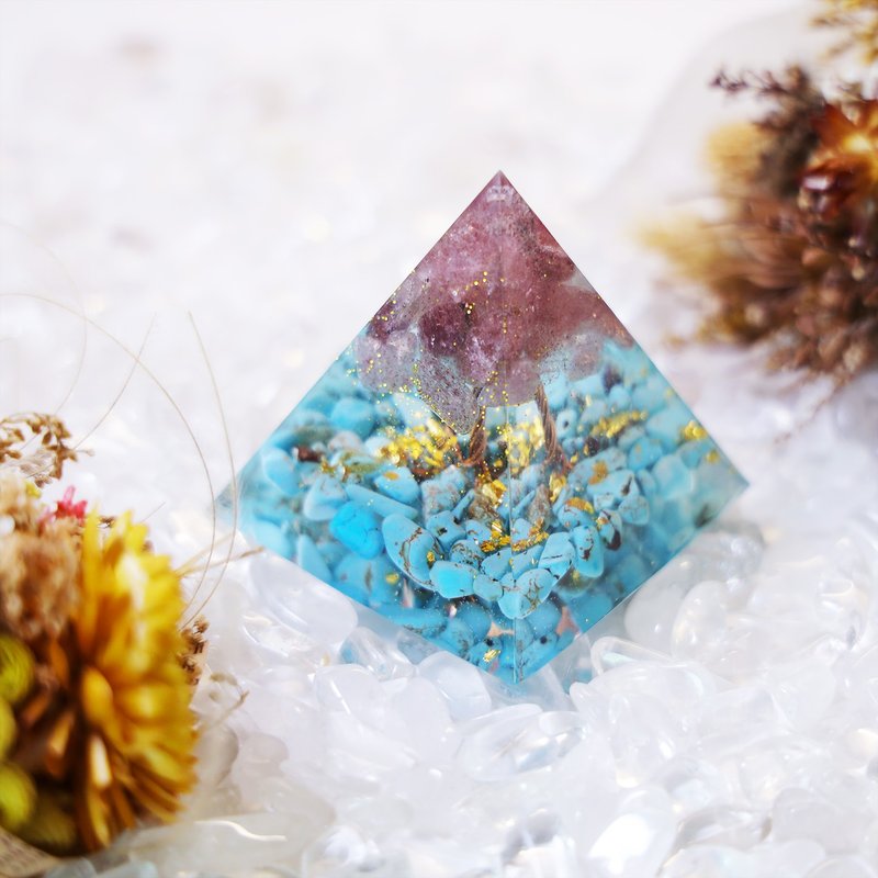 金字塔奥根塔Orgonite生命之树/脉轮/灵性/冥想/能量草莓晶绿松石 - 其他 - 树脂 