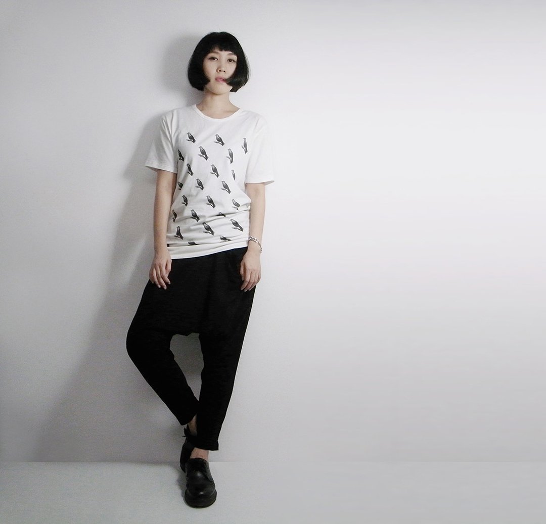 I . A . N Design 京都鸦 中性版 长版短袖 有机棉 Organic Cotton Ｓ/Ｍ/Ｌ - 女装 T 恤 - 棉 白色