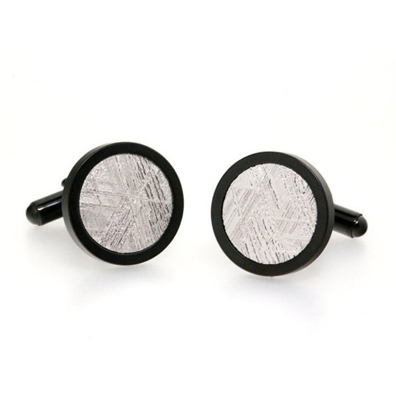 ・来自星星的-陨石首饰・名仕・黑钢袖扣・天然陨石袖扣 - 袖扣 - 宝石 银色