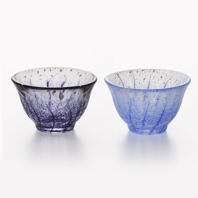 (一对价)70cc【ADERIA】醉紫藤 日本津轻庄内金箔手工玻璃祝杯 - 酒杯/酒器 - 玻璃 紫色