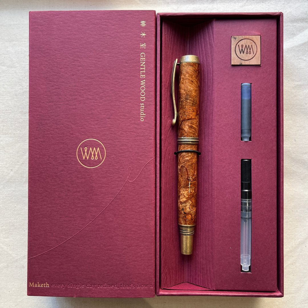 【Vintage 系列 钢笔】非洲花梨木树瘤 | 中英文订制 (单品) - 钢笔 - 木头 咖啡色