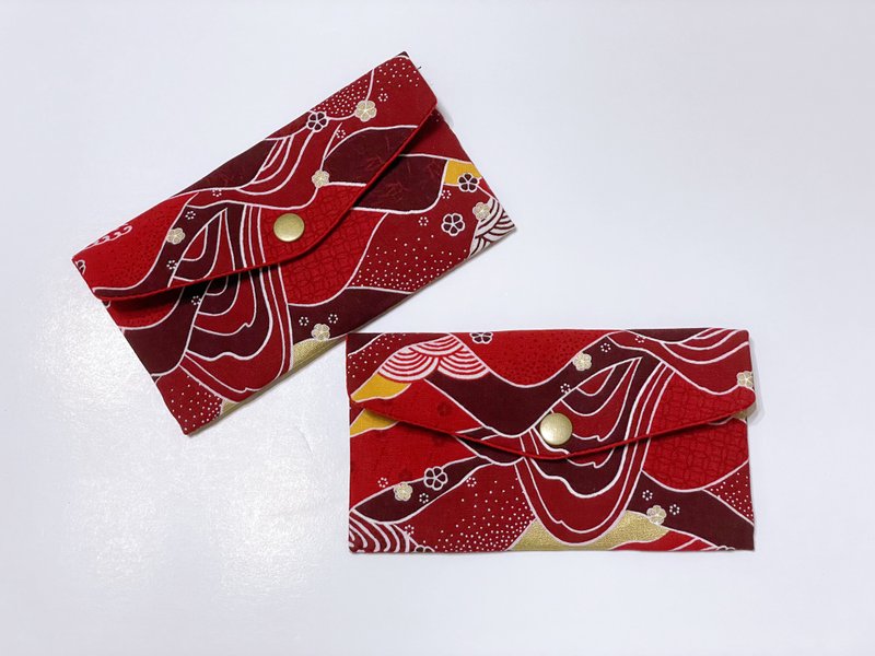 烫金花山峦 红包袋/收纳袋/存折袋 可免费刺绣名字 - 红包/春联 - 棉．麻 红色