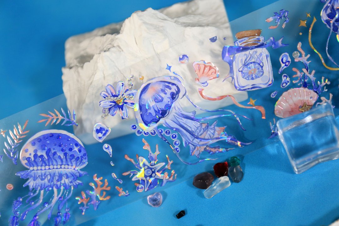 海底 PET 纸胶带 贝壳光 10米卷 2米卷 - 纸胶带 - 塑料 蓝色