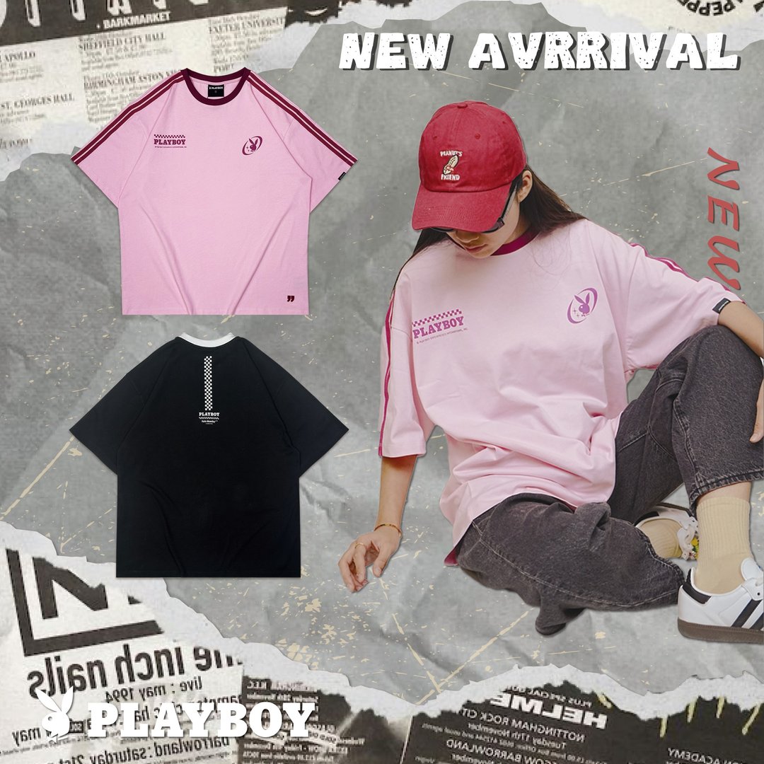 Hate Monday'' X PLAYBOY - TEE短袖上衣(PBHM-SS24T45) - 中性连帽卫衣/T 恤 - 棉 银色