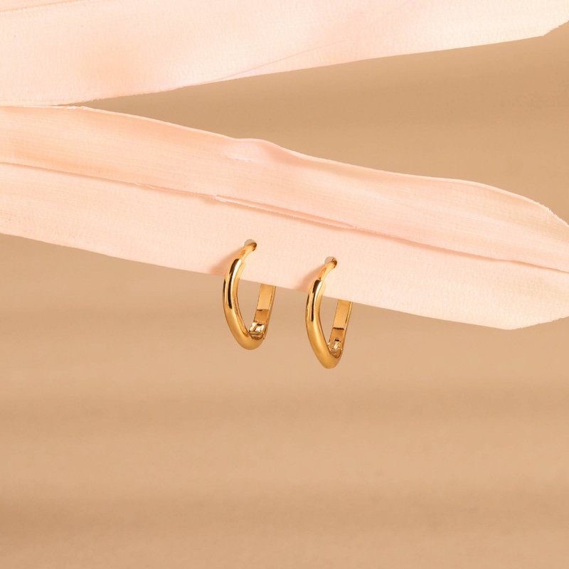 s925銀鍍金小眾設計感異形耳環耳扣耳圈 雙色可選 易扣耳環 - 耳环/耳夹 - 银 金色