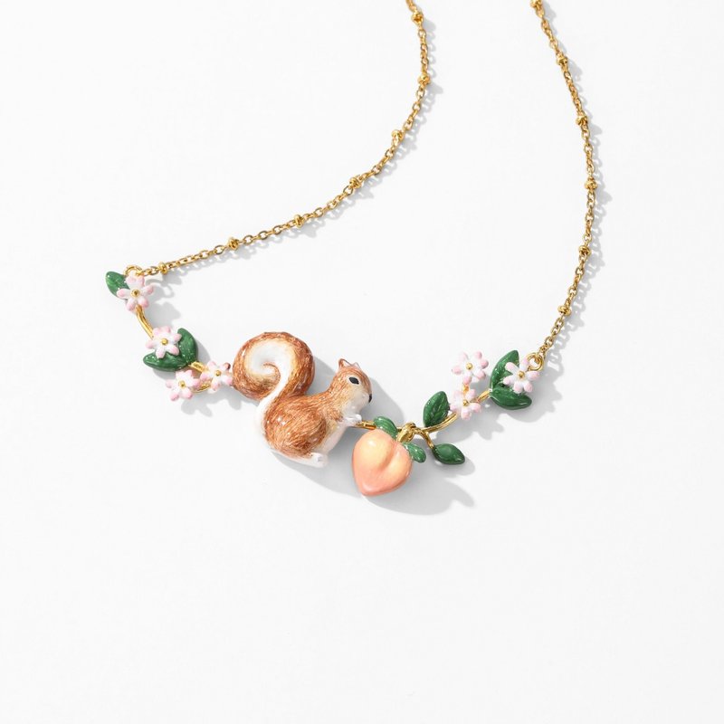 松鼠桃子花园项链~ Squirrel  Necklace - 项链 - 珐琅 