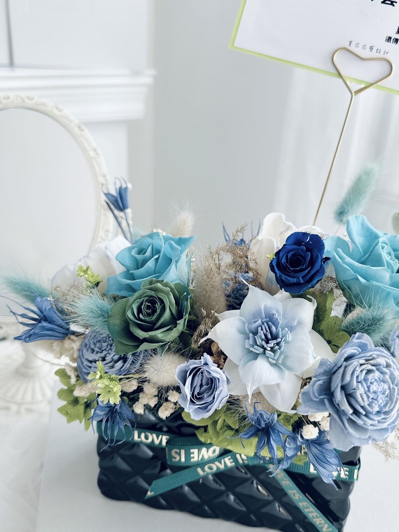 长型永生开幕花礼－岚山抹茶 - 干燥花/捧花 - 植物．花 绿色