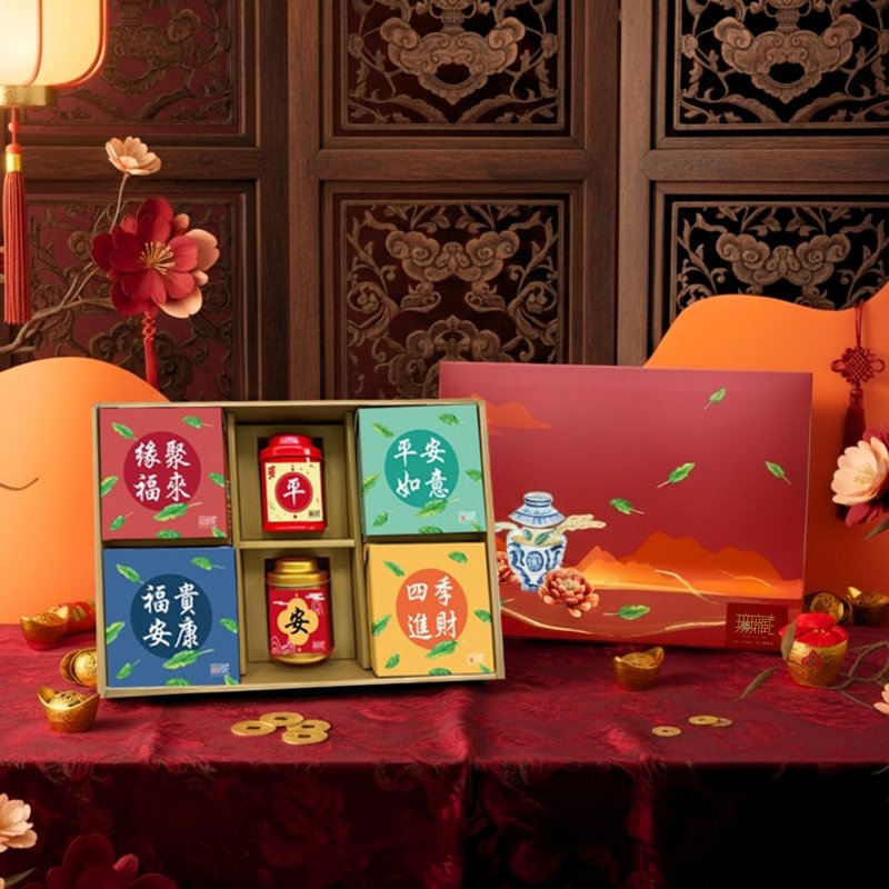 M4【无藏】新年春节公益 豪华综合茶食大礼盒【平安】 (2茶+4茶食 - 零食/点心 - 新鲜食材 多色