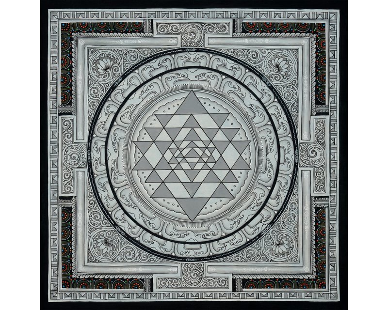 Shree Yantra 曼陀罗唐卡——带来财富与宁静的神圣几何 - 墙贴/壁贴 - 其他材质 多色