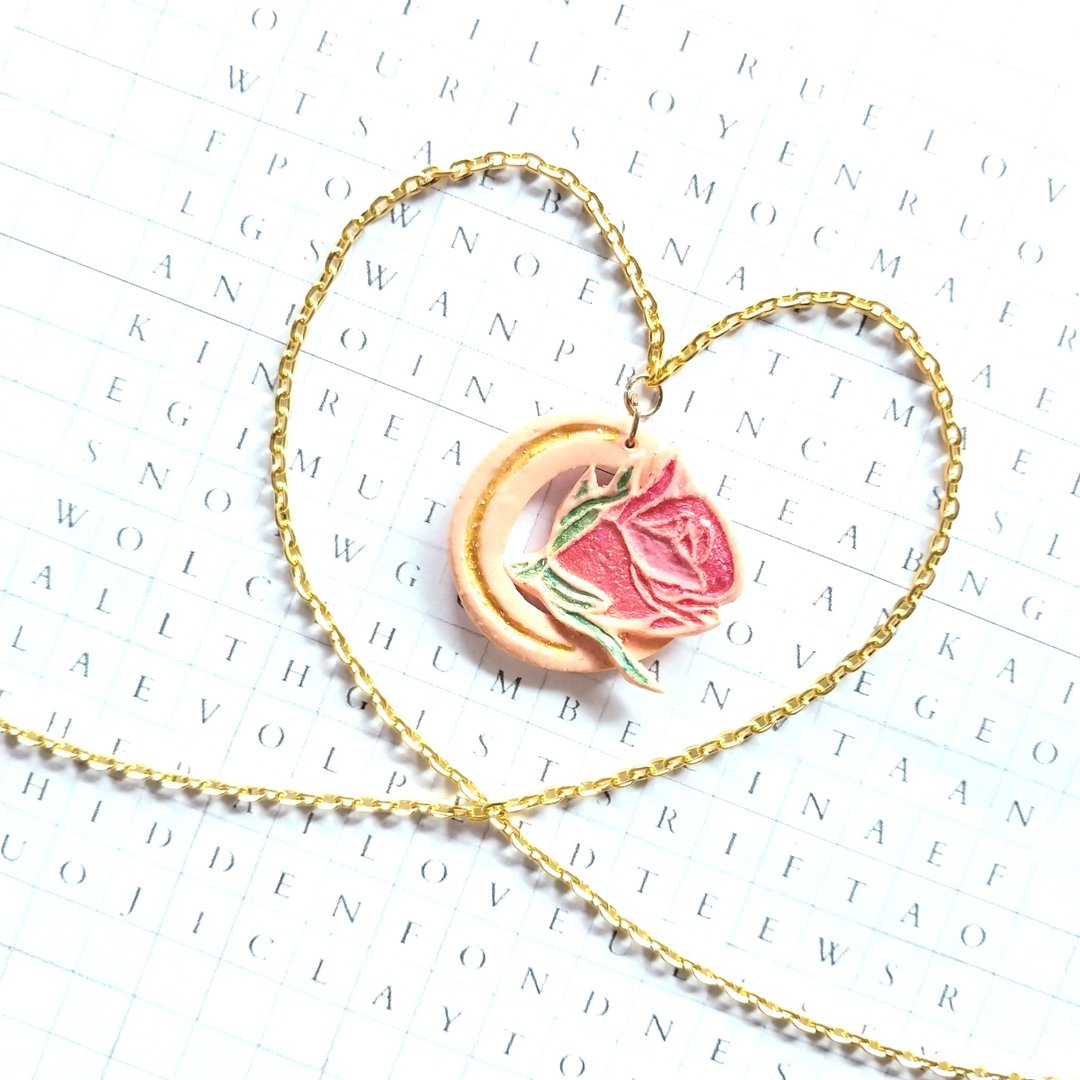 Love at First Sight - Rosebud polymer clay necklace - 项链 - 粘土 多色