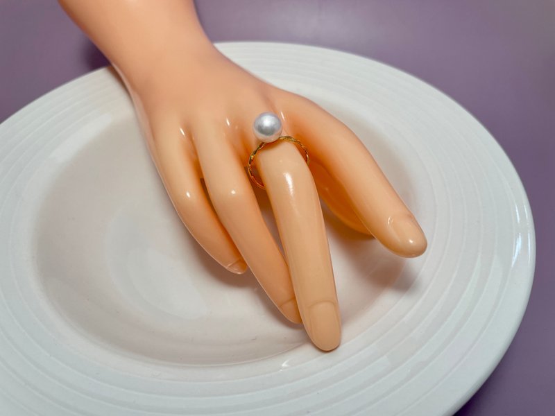 天然海水珍珠 akoya 樱花粉 S925银 戒指 - 戒指 - 珍珠 白色
