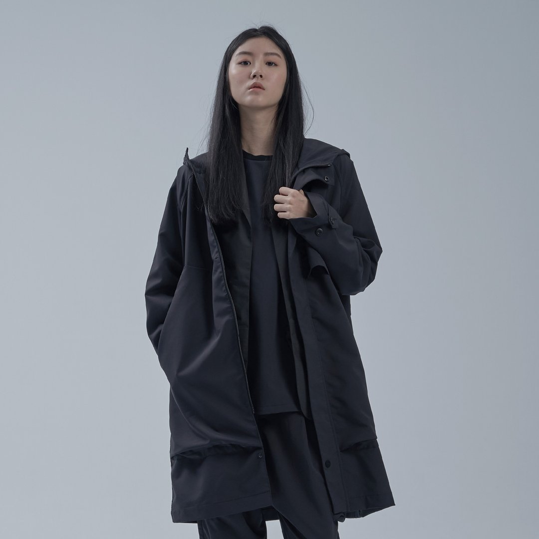 DYCTEAM - SISYPHUS / Long multi-function waterproof jacket - 女装西装外套/风衣 - 聚酯纤维 黑色