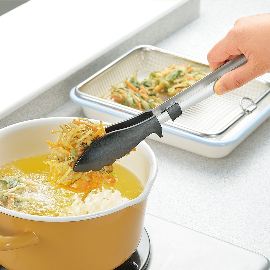 【日本下村工业Shimomura】 日本制耐热食物料理夹 KZ-201 - 厨房用具 - 不锈钢 黑色