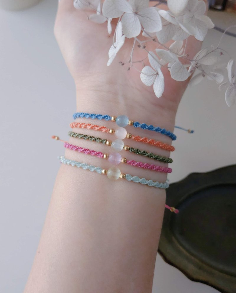 幸运蜡绳手环14kgf|质感|优雅|通勤|日常配戴 - 手链/手环 - 半宝石 多色