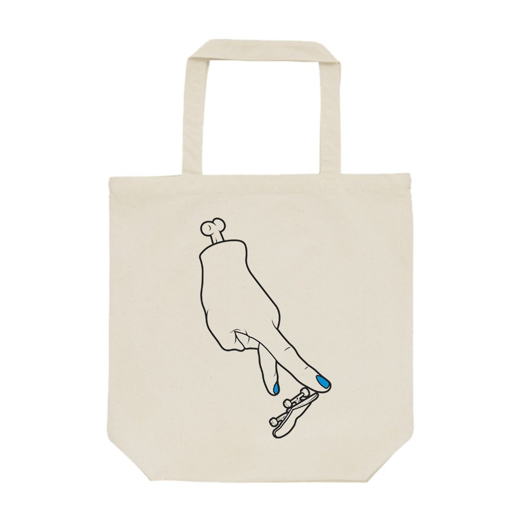 tote bag / Finger Board "Kick flip" - 手提包/手提袋 - 棉 卡其色