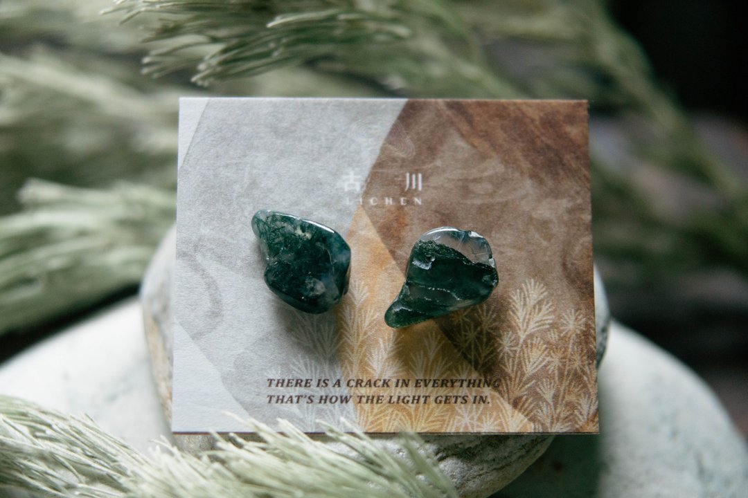 CRACK | 矿物系耳环 |  EARRINGS - 耳环/耳夹 - 玉石 绿色