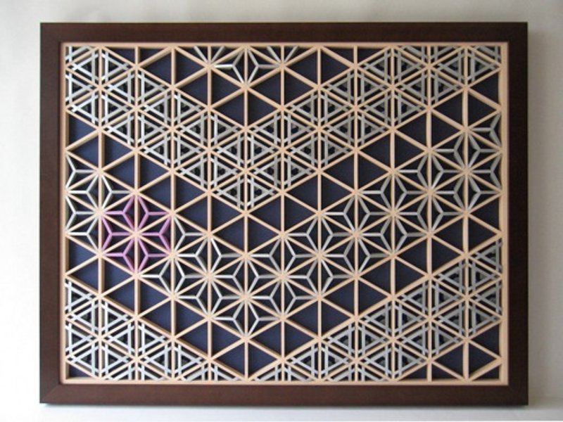 Kumiko Art Panel　One point Purple on Blue - 墙贴/壁贴 - 木头 蓝色