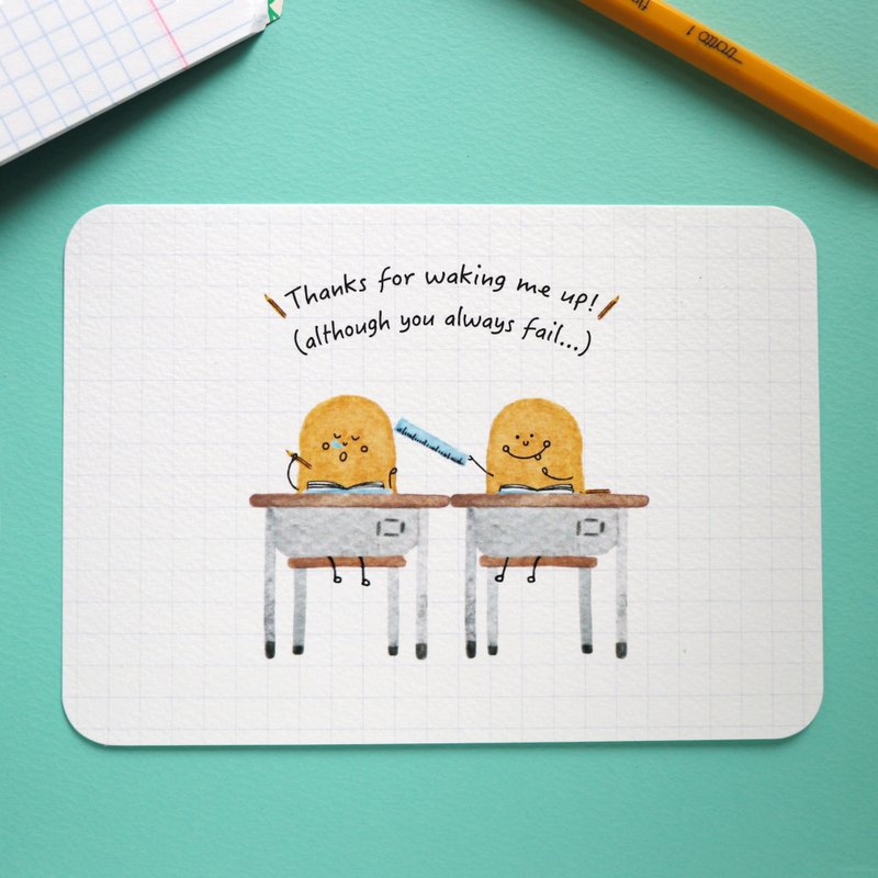 小薯明信片－爱睡的邻座 - 卡片/明信片 - 纸 蓝色