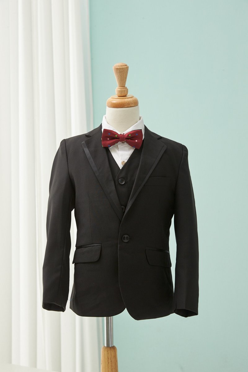 HAO.HAO kids 绅士滚黑缎西装(三件组) - 童装礼服/连衣裙 - 其他材质 黑色